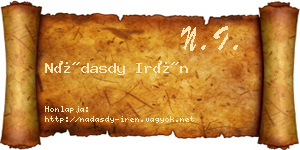 Nádasdy Irén névjegykártya